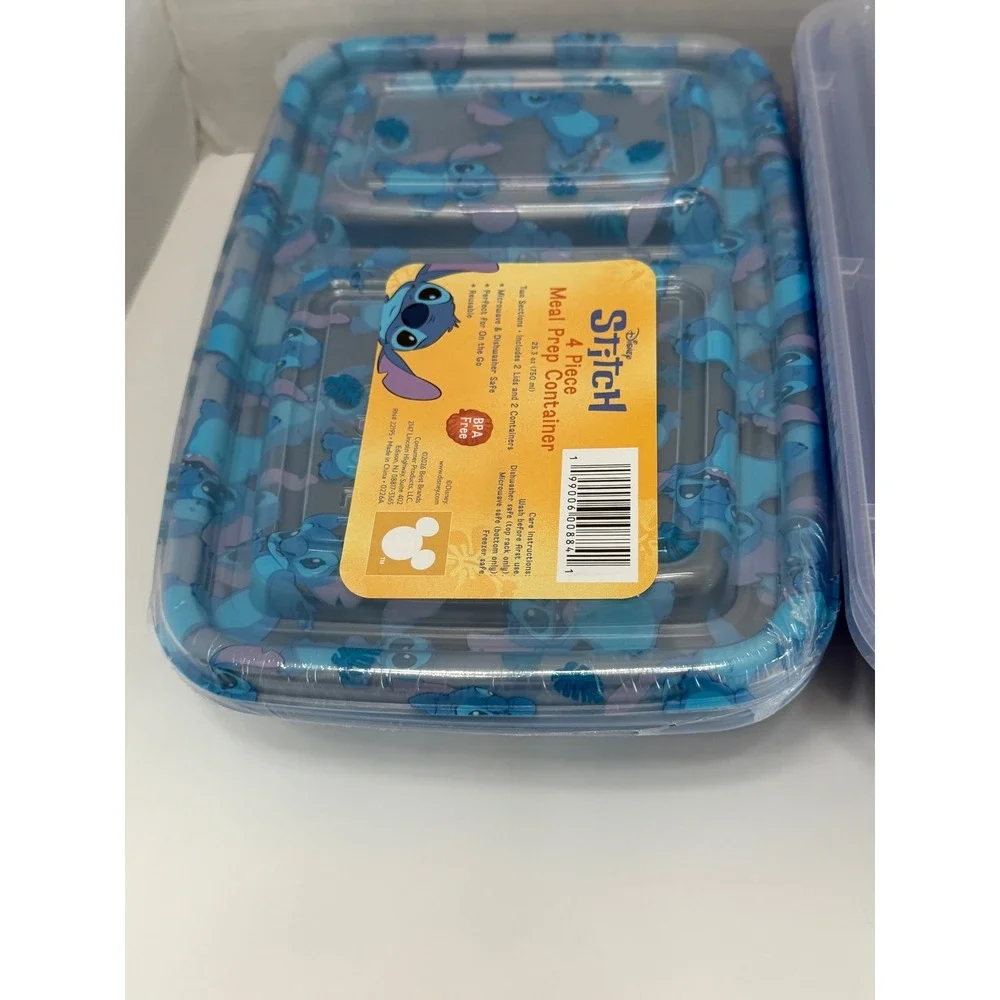 Disney Stitch 3-Pack 4-Piece Meal Prep Container Set BPA Free Blue Purple New